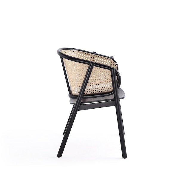Manhattan Comfort Versailles Armchair in Black and Natural Cane - ACCA02-BK