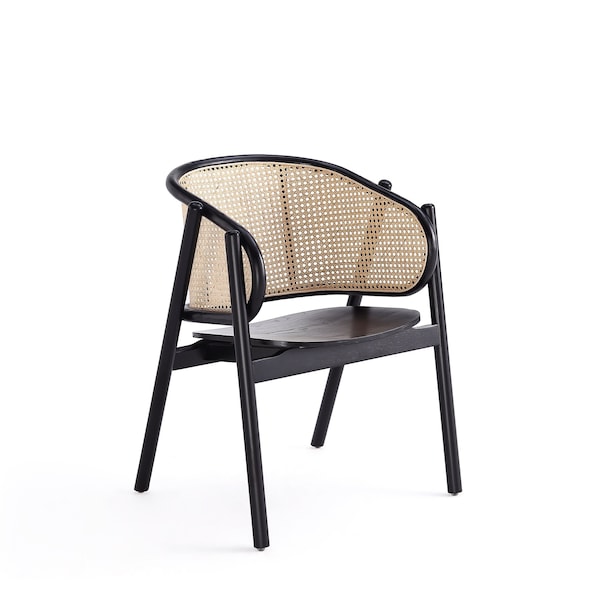 Manhattan Comfort Versailles Armchair in Black and Natural Cane - ACCA02-BK