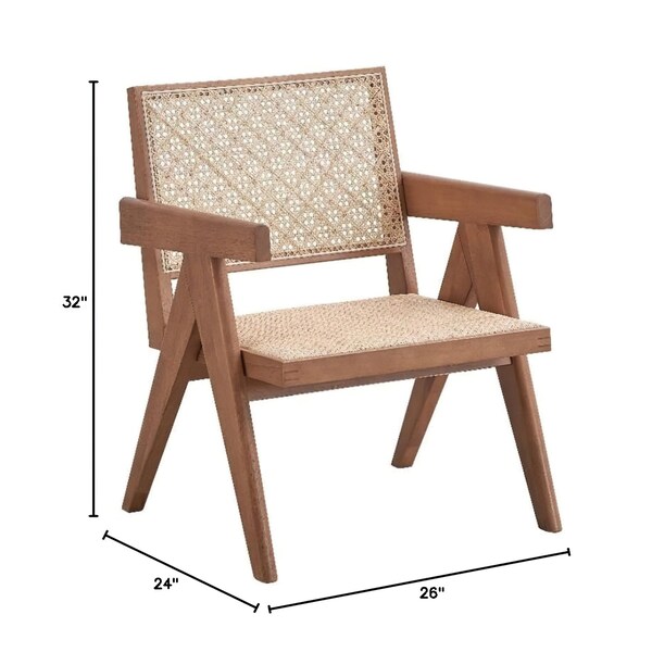 Acme Square Arm Rattan and Wood Accent Chair in Natural - ER-0210NL