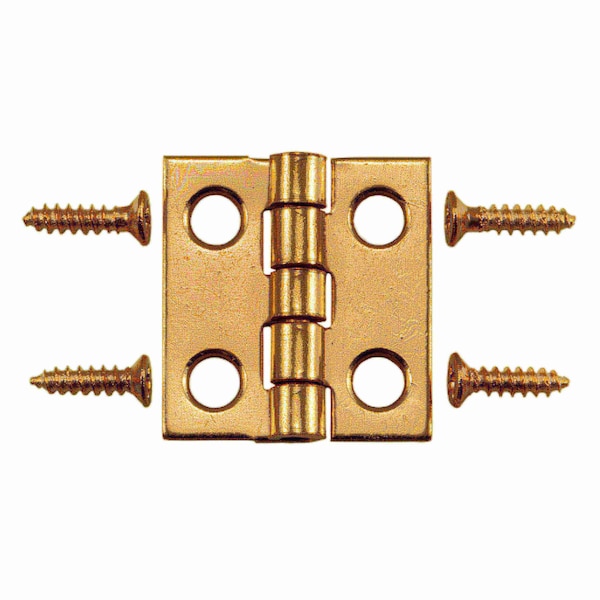 Midwest Fastener 3/4" x 11/16" Bright Brass Plated Steel Butt Hinges 5PK - 37182