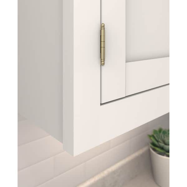 Amerock 3/4in 19mm Door Thickness Full Inset Partial Wrap Ball Tip Golden Champagne Cabinet Hinge, Single - PK3180TBBBZ