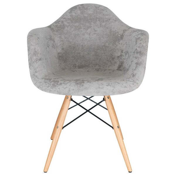 Leisuremod Willow Velvet Eiffel Wooden Base Accent Chair, Cloudy Grey, 2PK - W24VGR2