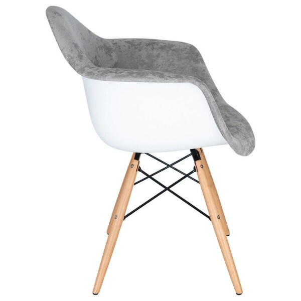 Leisuremod Willow Velvet Eiffel Wooden Base Accent Chair, Cloudy Grey, 2PK - W24VGR2