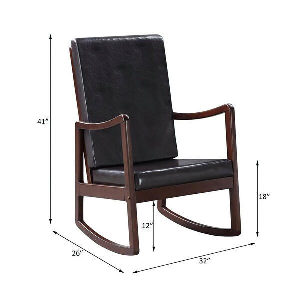 Acme Faux Leather Upholstered Rocking Chair in Dark Brown and Espresso - ER-0205BN