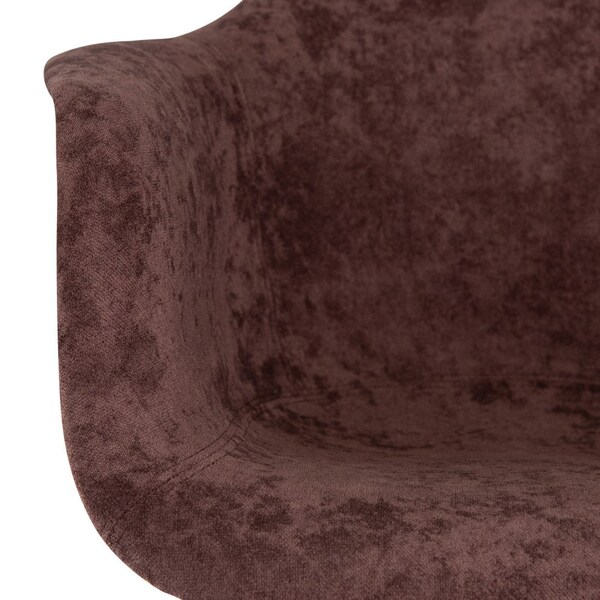 Leisuremod Willow Velvet Eiffel Wooden Base Accent Chair, Coffee Brown, 4PK - W24VBR4