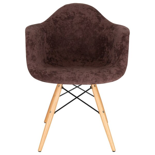 Leisuremod Willow Velvet Eiffel Wooden Base Accent Chair, Coffee Brown, 4PK - W24VBR4