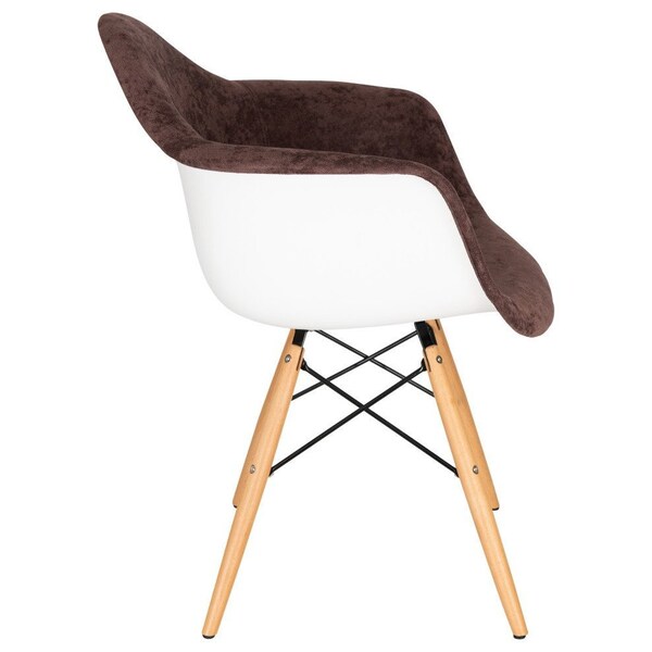 Leisuremod Willow Velvet Eiffel Wooden Base Accent Chair, Coffee Brown, 4PK - W24VBR4