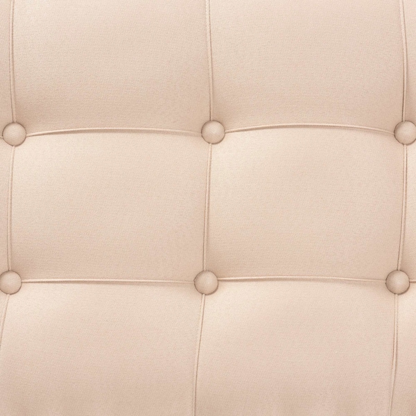 Baxton Studio Hedia Contemporary Glam and Luxe Beige Fabric Upholstered and Silver Finished Wood Accent Bench - 213-12263-ZORO