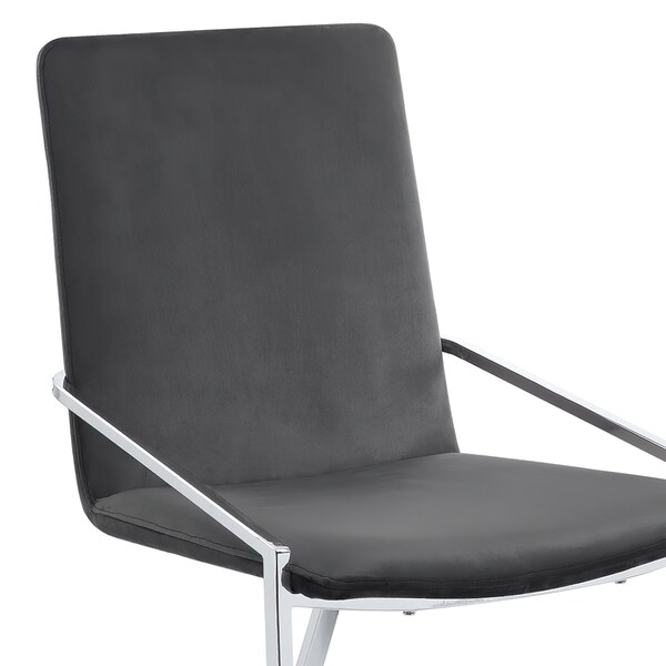 Acme 19 in. Velvet and Metal Side Chair in Gray and Chrome, 2PK - ER-0285BK