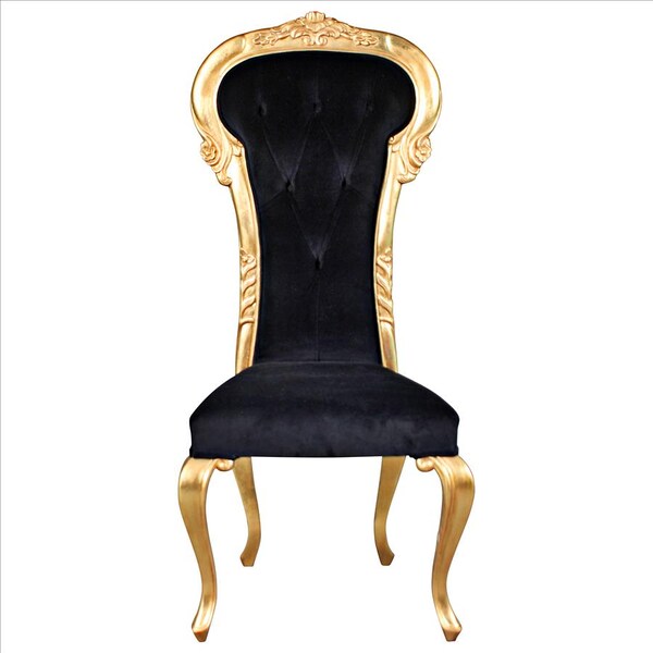 Design Toscano Delacroix Ebony Velvet Gilded Side Chair, PK 2 - AF951691