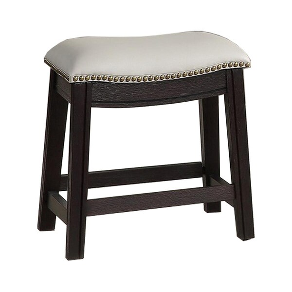 Benjara Curved Leatherette Stool with Nailhead Trim, Grey, 2PK - BM232001