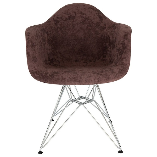 Leisuremod Willow Velvet Eiffel Metal Base Accent Chair, Coffee Brown, 4PK - WM24VBR4