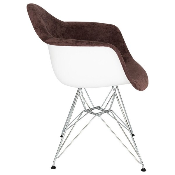 Leisuremod Willow Velvet Eiffel Metal Base Accent Chair, Coffee Brown, 4PK - WM24VBR4