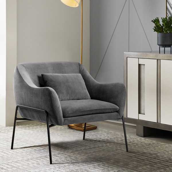 Armen Living Karen Gray Velvet Modern Accent Chair - LCKRCHGRY