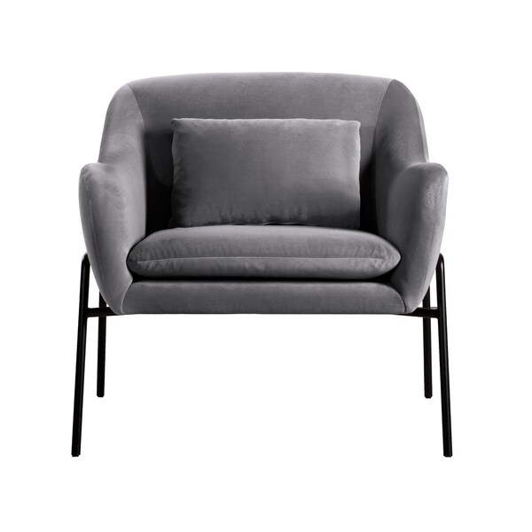 Armen Living Karen Gray Velvet Modern Accent Chair - LCKRCHGRY