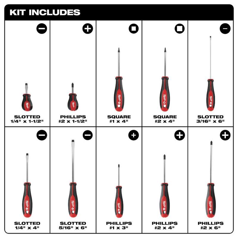 Milwaukee Folding Metric Hex Key Set (8-Piece) with Screwdriver Set - 48-22-2182-48-22-2710