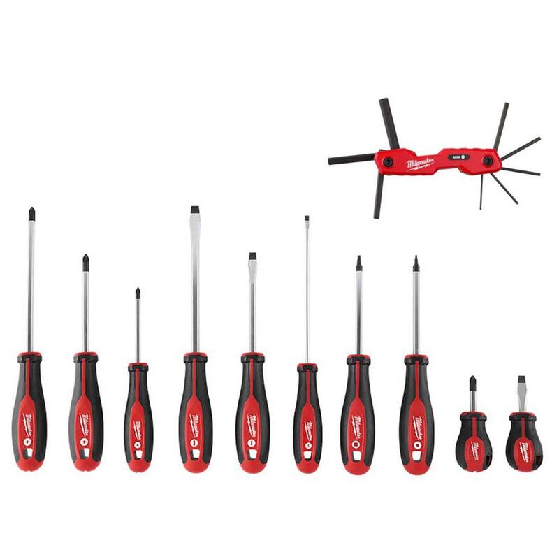 Milwaukee Folding Metric Hex Key Set (8-Piece) with Screwdriver Set - 48-22-2182-48-22-2710