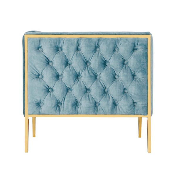Manhattan Comfort Vector Accent Chair in Ocean Blue and Gold (Set of 2) - 2-AC054-OB
