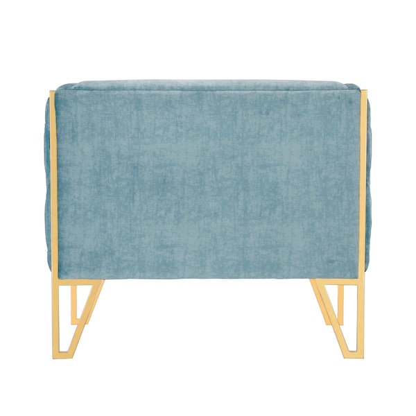 Manhattan Comfort Vector Accent Chair in Ocean Blue and Gold (Set of 2) - 2-AC054-OB