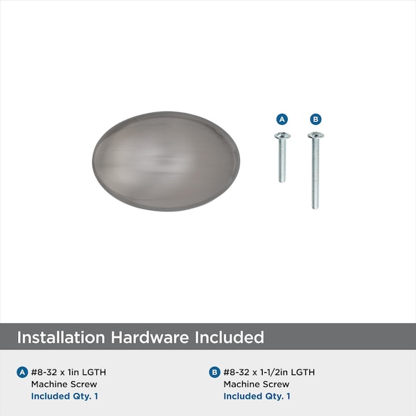 Amerock Vaile 1-3/8 in 35 mm Length Satin Nickel Cabinet Knob, 10PK - 10BX53014G10