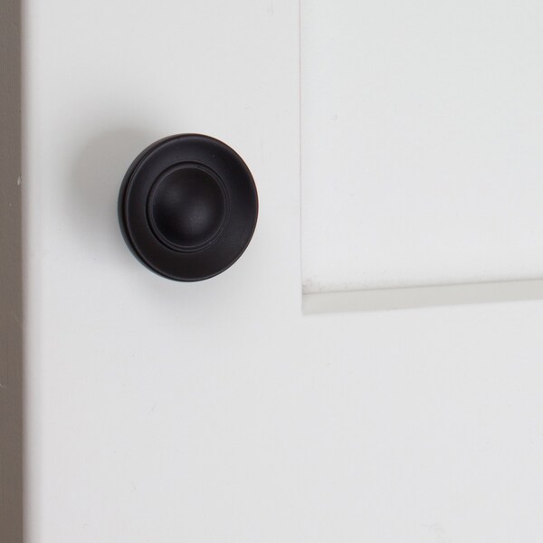 Gliderite Hardware 1 in. Matte Black Round Button Cabinet Knob, 10PK - 5105-MB-10