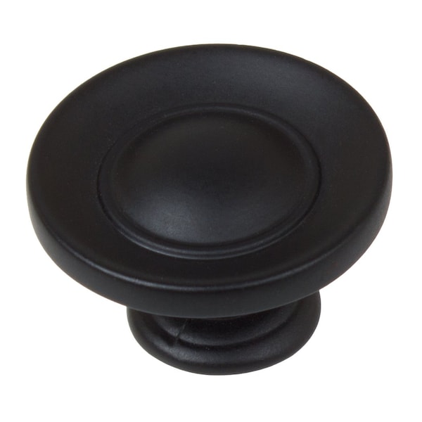 Gliderite Hardware 1 in. Matte Black Round Button Cabinet Knob, 10PK - 5105-MB-10