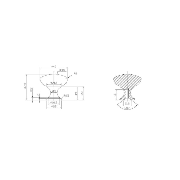 Richelieu 1 9/16 in (40 mm) Champagne Bronze Contemporary Cabinet Knob - BP904140CHBRZ