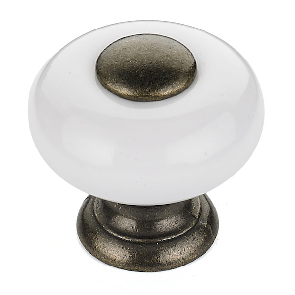 Richelieu 1 in (25 mm) White Eclectic Cabinet Knob - BP500330
