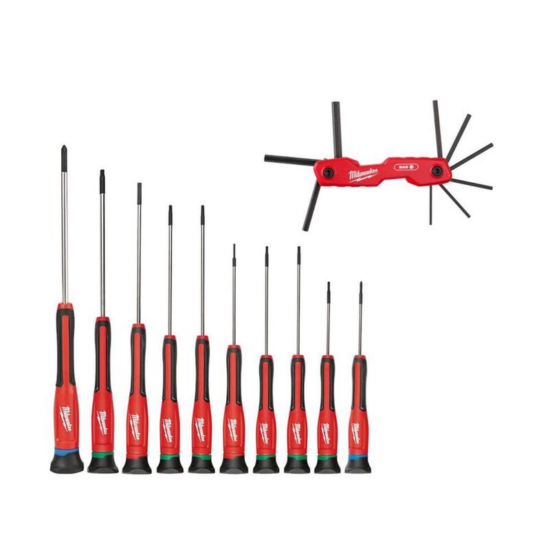 Milwaukee Folding SAE Hex Key (9-Piece) with Precision Screwdriver Set - 48-22-2181-48-22-2612