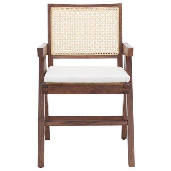 Safavieh 20.8 x 23.1 x 33.5 in. Colette Rattan Armchair, Walnut & Natural - SFV4136D