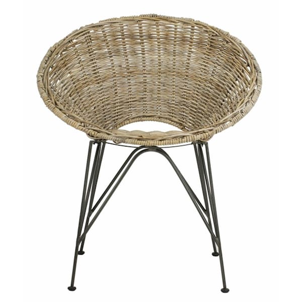 Safavieh Sierra Rattan Accent Chair, Grey Wash & Dark Steel - 24 x 31.9 x 28 in. - ACH6501A