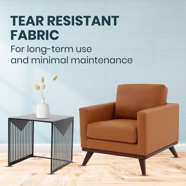 Leisuremod Chester Modern Leather Accent Armchair with Birch Wood Base, Cognac Tan - CS33TN-L