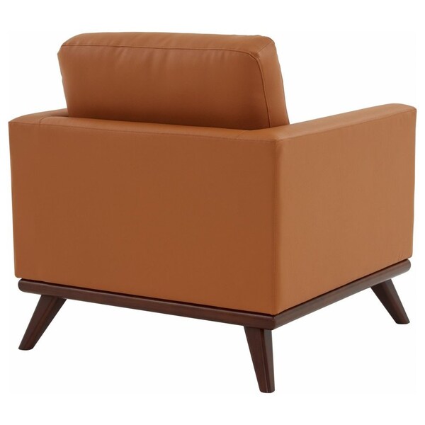 Leisuremod Chester Modern Leather Accent Armchair with Birch Wood Base, Cognac Tan - CS33TN-L