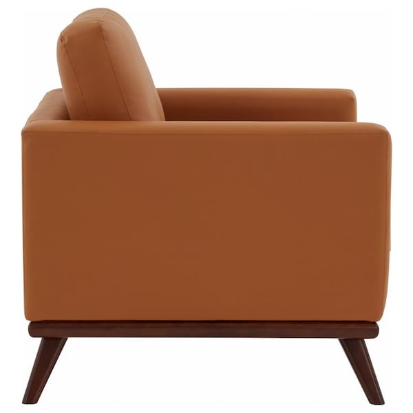Leisuremod Chester Modern Leather Accent Armchair with Birch Wood Base, Cognac Tan - CS33TN-L