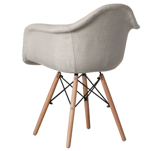 Fabulaxe Mid-Century Modern Style Fabric Lined Armchair with Beech Wooden Legs, White, PK 4 - QI004325.WT.4