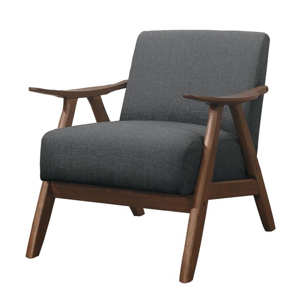 Benjara Fabric Upholstered Accent Chair with Curved Armrests, Gray - BM219775