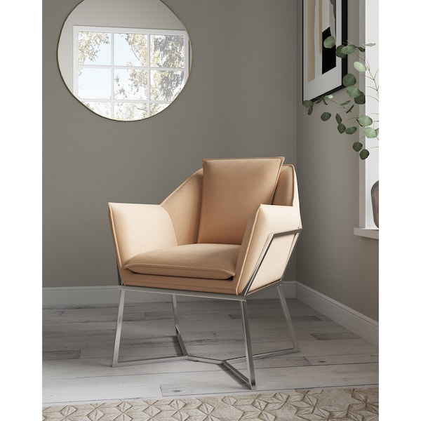 Manhattan Comfort Origami Velvet Accent Chair in Fawn - AC052- FN