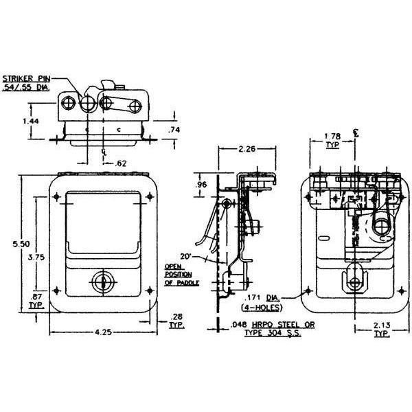Eberhard Manufacturing Co Pdl.Hdl.W/Rotary Ss Ka Ch545 - EMC 3-4373 SS CH545