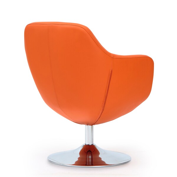 Manhattan Comfort Caisson Faux Leather Swivel Accent Chair in Orange and Polished Chrome (Set of 2) - 2-AC028-OR