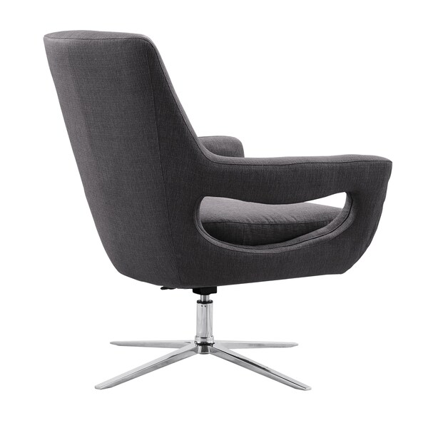 Armen Living Quinn Contemporary Adjustable Swivel Accent Chair in Polished Chrome Finish with Gray Fabric - LCQUCHGR
