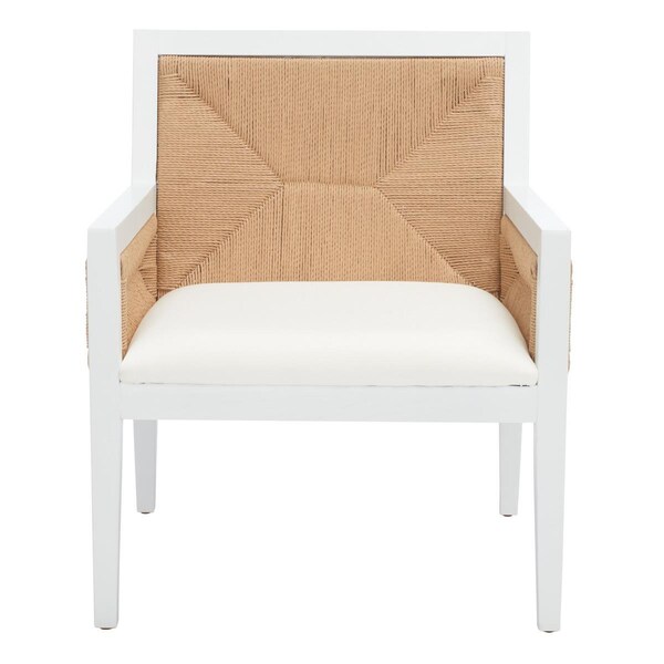 Safavieh 24.8 x 25.5 x 30.9 in. Emilio Woven Accent Chair, White & Natural - SFV4124C