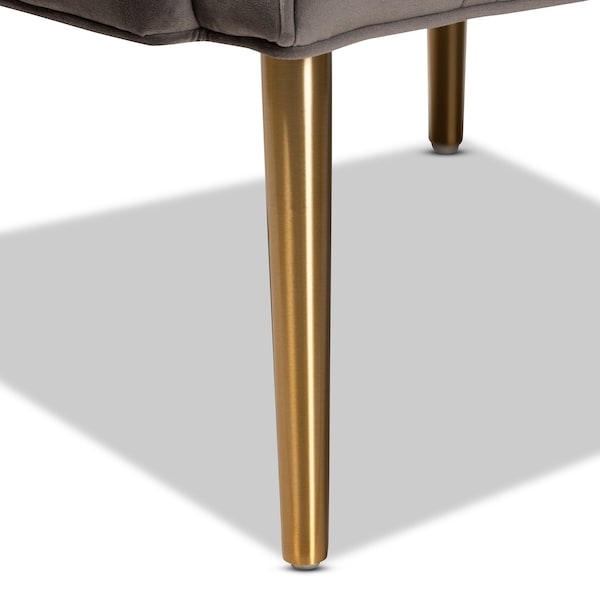 Baxton Studio Nelson Modern Luxe and Glam Grey Velvet Fabric Upholstered and Gold Finished Metal Armchair - 190-11547-ZORO