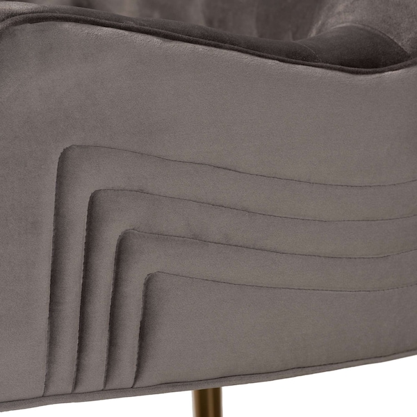 Baxton Studio Nelson Modern Luxe and Glam Grey Velvet Fabric Upholstered and Gold Finished Metal Armchair - 190-11547-ZORO