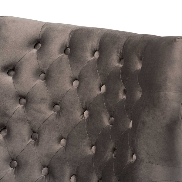 Baxton Studio Nelson Modern Luxe and Glam Grey Velvet Fabric Upholstered and Gold Finished Metal Armchair - 190-11547-ZORO