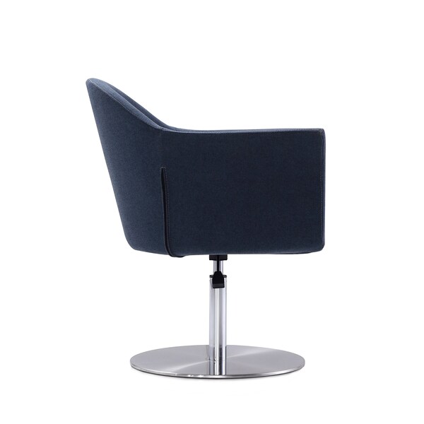 Manhattan Comfort Voyager Swivel Adjustable Accent Chair in Smokey Blue and Brushed Metal (Set of 2) - 2-AC051-SM