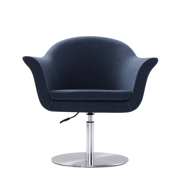 Manhattan Comfort Voyager Swivel Adjustable Accent Chair in Smokey Blue and Brushed Metal (Set of 2) - 2-AC051-SM