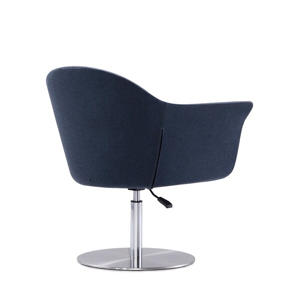 Manhattan Comfort Voyager Swivel Adjustable Accent Chair in Smokey Blue and Brushed Metal (Set of 2) - 2-AC051-SM