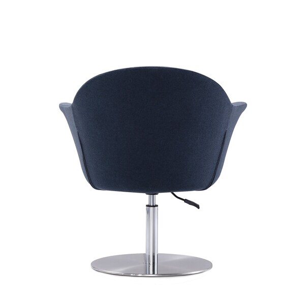 Manhattan Comfort Voyager Swivel Adjustable Accent Chair in Smokey Blue and Brushed Metal (Set of 2) - 2-AC051-SM