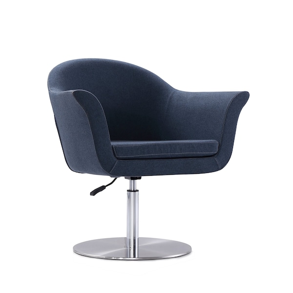 Manhattan Comfort Voyager Swivel Adjustable Accent Chair in Smokey Blue and Brushed Metal (Set of 2) - 2-AC051-SM