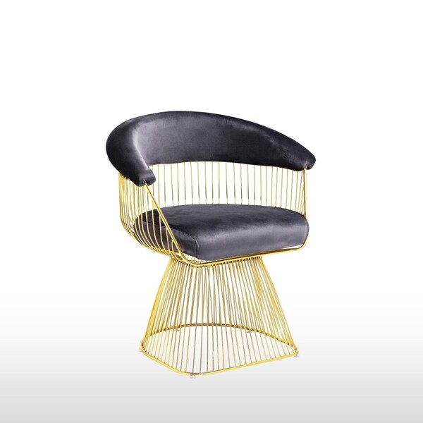Best Master Furniture GH03-Grey Accent Chair Gary Grey Velvet With Gold Plated Frame Accent Chair - GH03 (GREY) ACCENT CHAIR